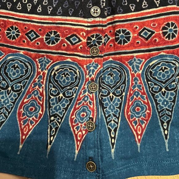 Lauren Ralph Lauren Women’s Black Multi in Abstract Print 3/4 Sleeve Shirt Sz-M - Picture 3 of 6